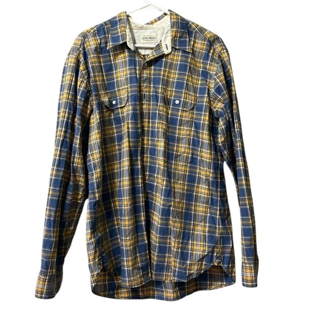 Lucky Brand Plaid Long Sleeve Button-Down Shirt Men’s Size Large Cotton Preppy